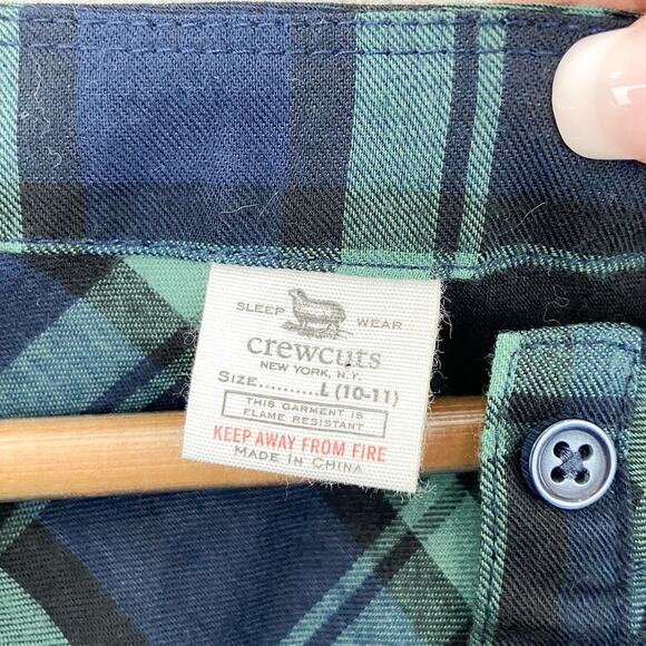 J. Crew Crewcuts Girls Green Flannel Nightgown Dress size Large 10-11 Tartan - Picture 4 of 7